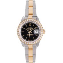 Ladies Rolex Datejust Steel Watch and Custom Diamond Bezel 79173