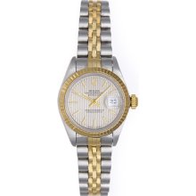 Ladies Rolex Datejust Steel & Gold Watch Tuxedo Dial