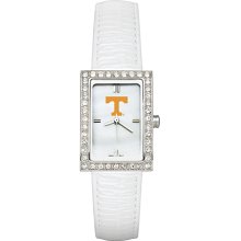 Ladies University Of Tennessee Watch with White Leather Strap and CZ Accents