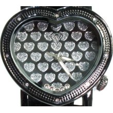 Ladies Women Diamond Ice King Watch Round Cut H Color Heart 0.08ct