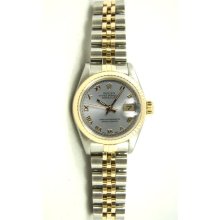 Ladys Stainless Steel & Gold Datejust Model 6917 Jubilee Band Fluted Bezel Silver Roman Dial