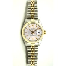 Ladys Stainless Steel & Gold Datejust Model 6917 Jubilee Band Fluted Bezel Silver Stick Dial