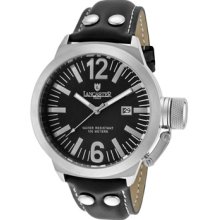 Lancaster Italy Watches Men's Black Dial Black Calf Leather Black Calf