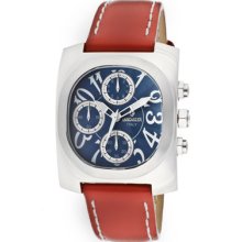 Lancaster Italy Watches Women's Chronograph Blue Dial Red Genuine Leat
