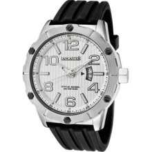 Lancaster Men's Trendy Light Silver Textured Dial Black Silicone