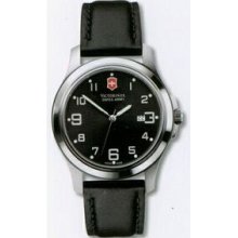 Large Black Dial Garrison Elegance Watch With Black Leather Strap