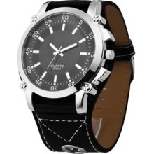 Leather Oversized Men Quartz Luminous Hands Wrist Watch Practical Creative