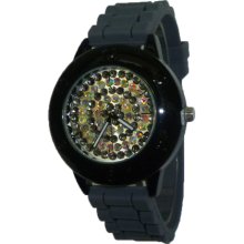 Limited Edition Grey & Black Full Crystal Silicon Watch
