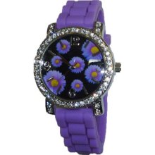 Limited Edition Ladies Multi Colored Daisy Silicon Watch w/ Lavender Band
