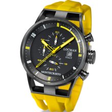 Locman Mens Monte Cristo Water Resistant Ceramic Coated Chrono Watch Yellow 510BKYLPVYL