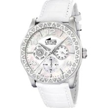 Lotus Women's Cool L15684/1 White Leather Quartz Watch with White Dial
