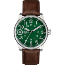 LRG Field & Research Brown Leather & Silver Analog Watch