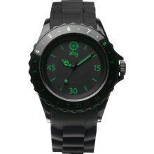 LRG Unisex Longitude Analog Plastic Watch - Black Rubber Strap - Black Dial - WLON104001-BL54