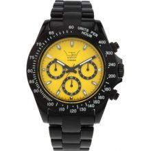 LTD-030205 LTD Watch Unisex Yellow Dial Black Strap Chronograph Watch