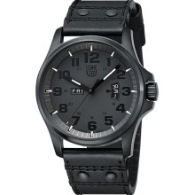 Luminox Mens Field Day Date 1820 Stainless Watch - Black Leather Strap - Black Dial - L1879.BO