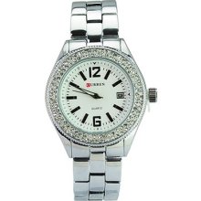 Luxury Men's Women's Date Silver Steel Strap Wrist Watch Gift 52185