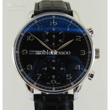 Luxury New Portuguese Black Dial Automatic Leather Strap Wrist Mens