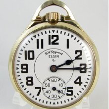 Mans 1948 Art Deco Elgin BW Raymond 21 jewel Grade 571 railroad grade train pocket watch 16 size gold filled