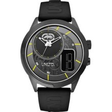 Marc Ecko Men's E14545G2 Black Silicone Quartz Watch with Black Dial
