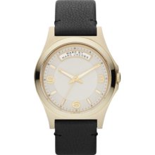 MARC-JACOBS MARC-JACOBS Baby Dave Gold Tone Black Leather Watch