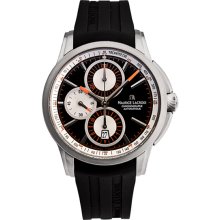 Maurice Lacroix Pontos Chronograph Titanium 43mm Watch - Black/Orange Dial, Black Rubber Strap PT6188-TT031-330 Sale Authentic