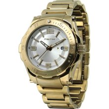 Meister Mens Icon Analog Stainless Watch - Gold Bracelet - Silver Dial - IC104SS