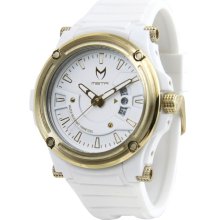 Meister Mens Prodigy Champagne Analog Plastic Watch - White Rubber Strap - White Dial - PR123