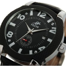 Men Boys Gift Leather Strap Date Automatic Mechanical Cuff Watch Sport Smart