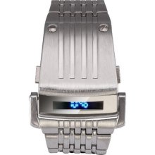 Men Led Digital Iron Cyberpunk Silver Stainless Steel Bracelet Sport Wrist Watch
