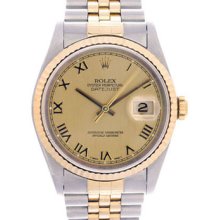 Men's 2-Tone Steel & Gold Rolex Datejust Watch 16233 Champagne Dial