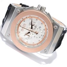 Men's Akula/Reserve Chronograph Silver Textured Dial Black Genuin ...