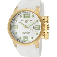 Men's Ambassador White Dial Gold Tone IP Case White Silicone ...