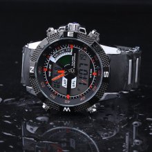 Mens Army Orange Hand Stainless Steel Dial Daily-waterproof Gift Wrist Watch