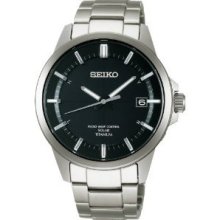 Men's Black Sbtm145 Smart Titanium Solar Watch Radio Spirit Smart Spirit [seiko]