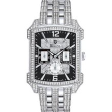 Men's Bulova Crystal Accent Watch with a Tonneau Black Dial (Model: 96C108) bulova