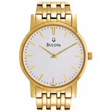 Men's Bulova Dress Collection Gold-Tone Stainless Steel Watch with Silver Dial (Model: 97A102) bulova
