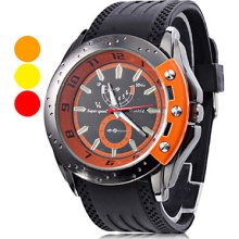 Men's Casual Style Silcone Quartz Analog Wrist Watch (Black)