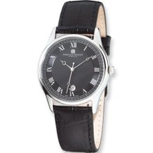 Mens Charles Hubert Stainless Steel Leather Band Watch