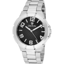 Mens Croton Stainless Steel Casual Black Dial Watch CN207383SSBK ...