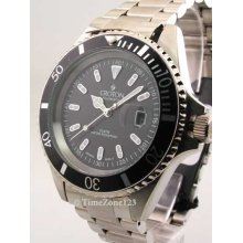 Mens Croton Steel 20 Atm Sporty Date Watch CA301157BKBK