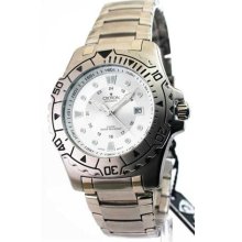 Mens Croton Steel Aquamatic Rotating Bezel 24 Hour Time Date Watch