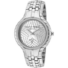 Men's Cubic Zirconia Silver Dial Stainless Steel ...