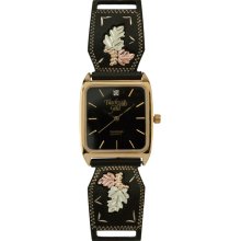 Mens Diamond Accent Leaf Watch Black with Black Face by Black Hills Gold