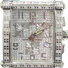 Mens Diamond Aqua Techno Watch Round Cut with Black Leather 0.75ct