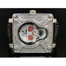 Mens Diamond King Joe Rodeo Jojo White Skull Xl Face Diamond Hip Hop Watch