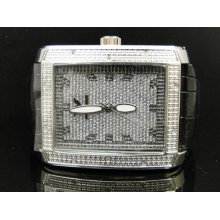 Mens Diamond King Joe Rodeo Jojo White Rectangular Face Diamond Hip Hop Watch