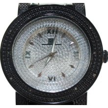 Mens Diamond Super Techno White Dial Watch I-5094A Round Cut 0.12ct