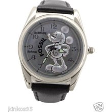Men's Disney Fossil Mickey Mouse Silver Silhouette Limited Edition Watch