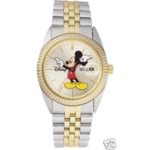 Mens Disney Mickey Mouse Date/day 2-tonewatch