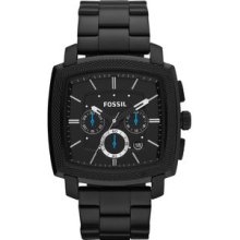 Mens Fossil Machine Black Stainless Steel Watch